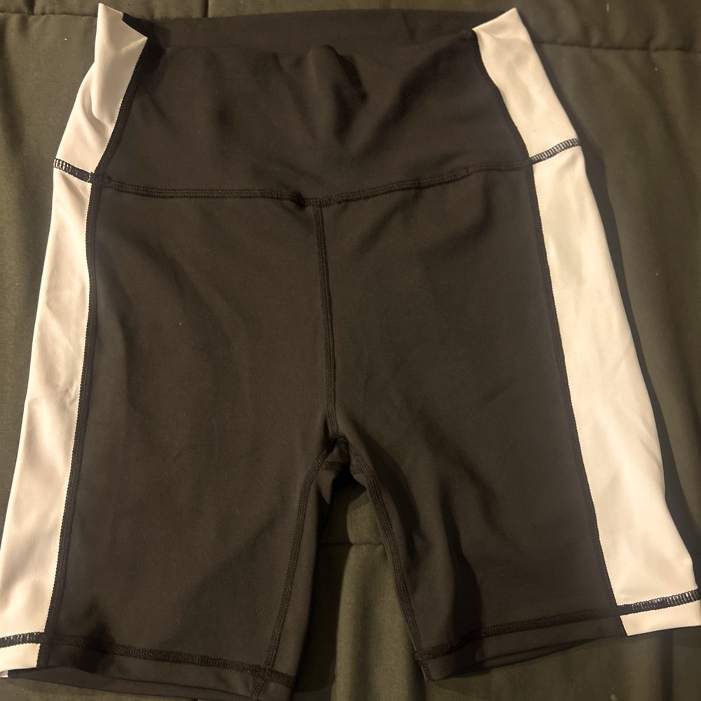 All Fenix Black and White Racing Stripe Biker Shorts size Medium
